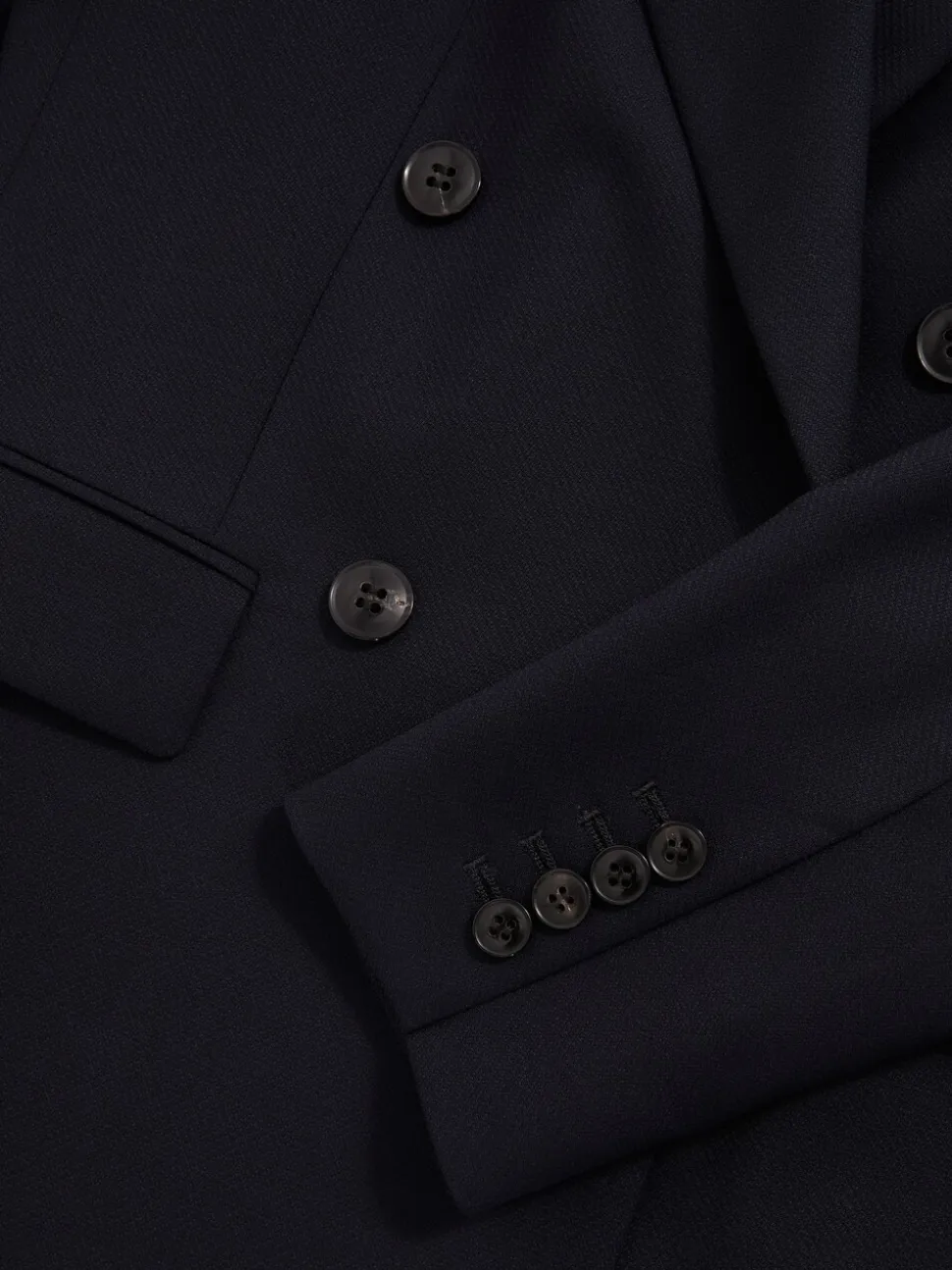Reiss Navy Haisley Wool Blend Double Breasted Suit Blazer