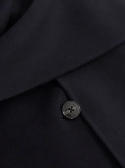 Reiss Navy Indira Wool-Blend Scarf Blindseam Coat