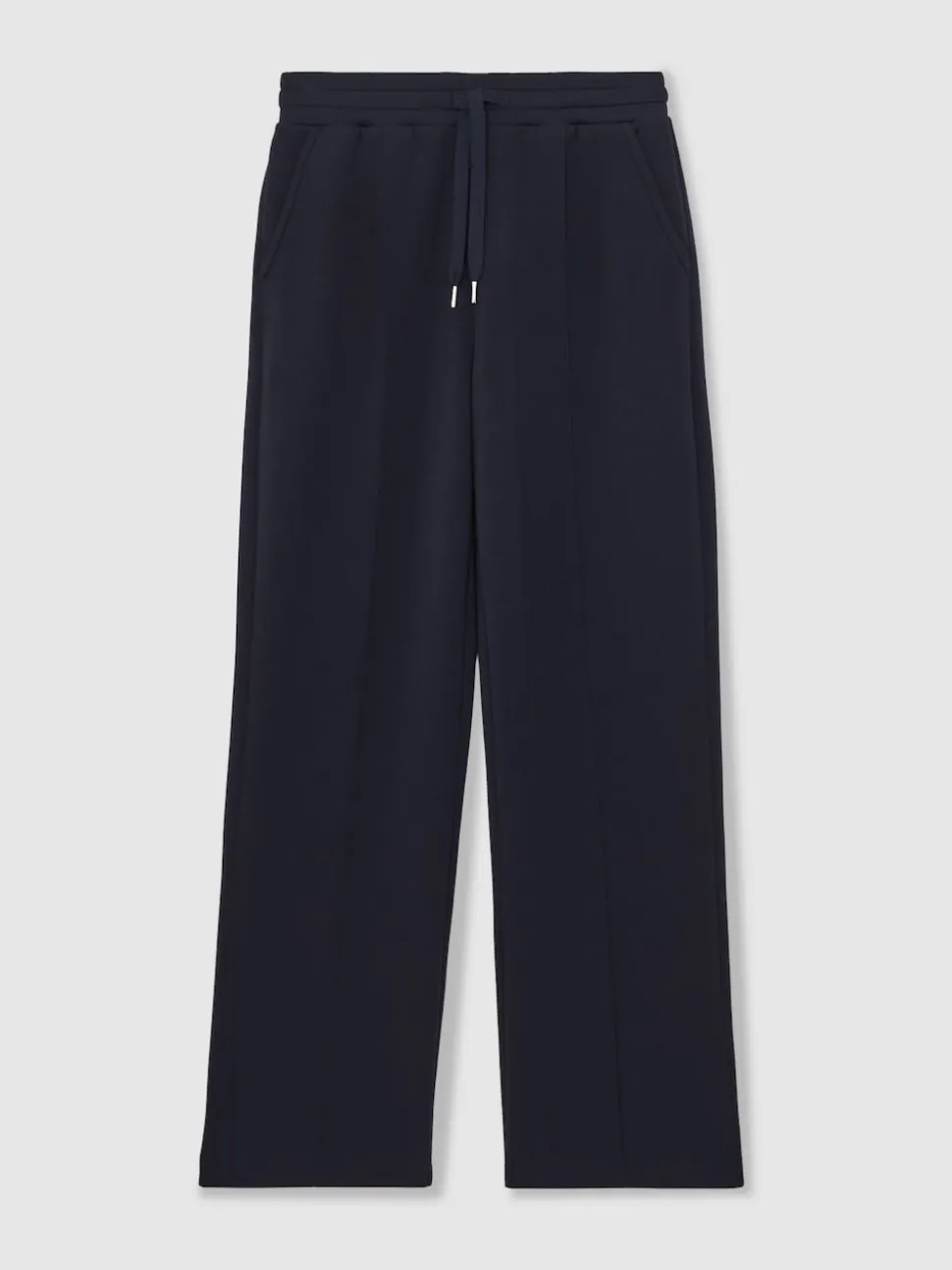 Reiss Navy Jemma Petite Premium Interlock Wide-Leg Joggers