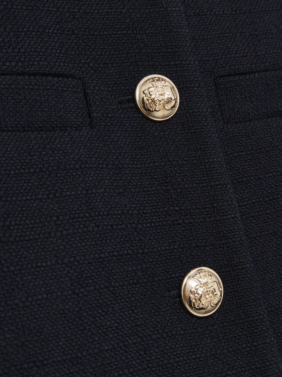 Reiss Navy Nola Cropped Wool Single Breasted Jacket