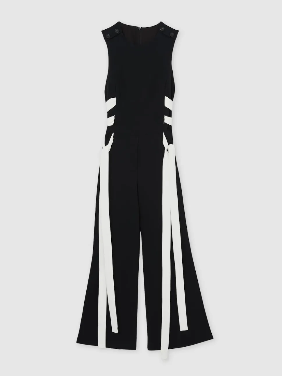 Reiss Navy/White Emma Lace-Up Side Wide-Leg Jumpsuit