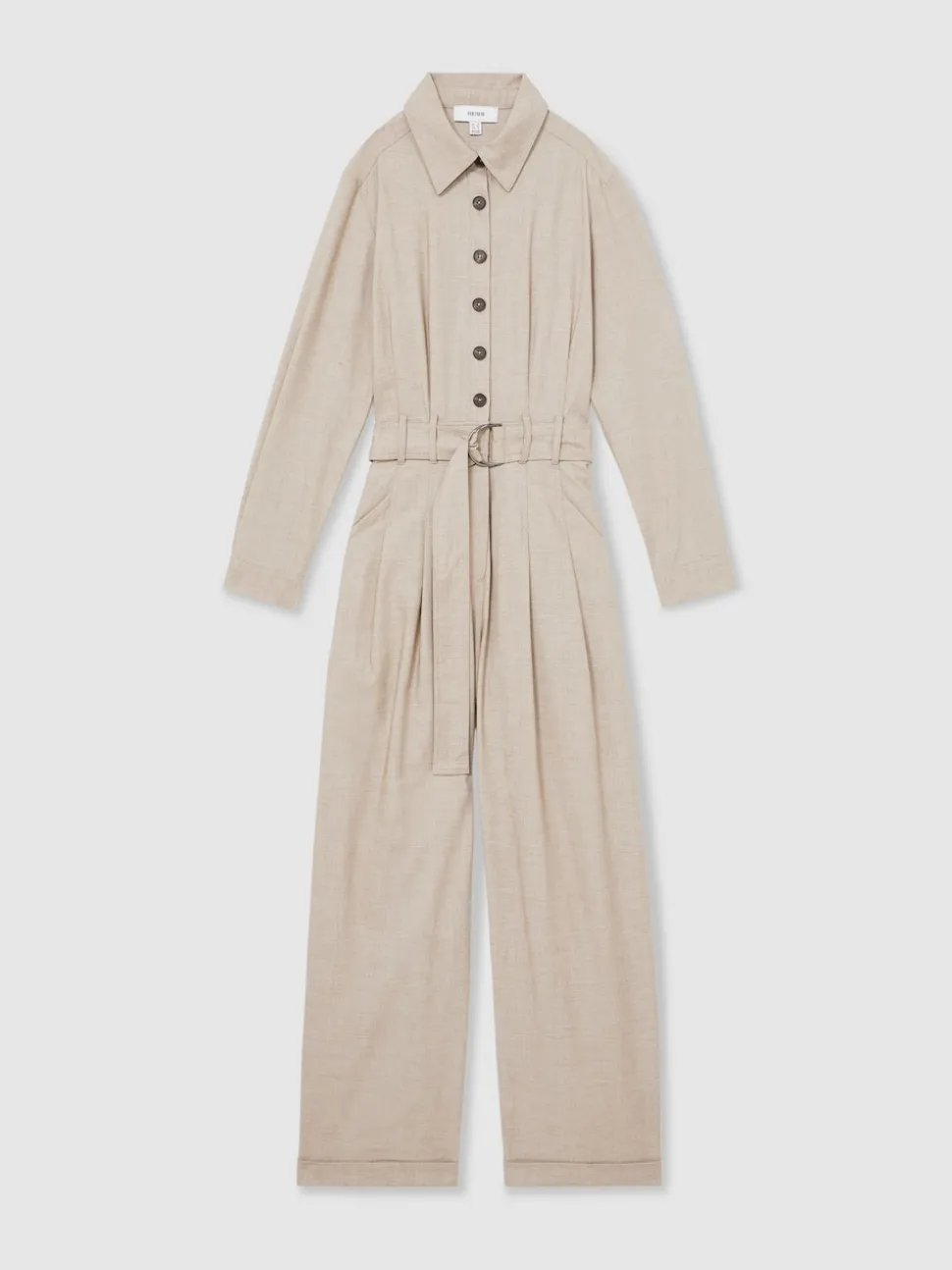 Reiss Neutral Abigail Tailored Wide Leg Jumpsuit
