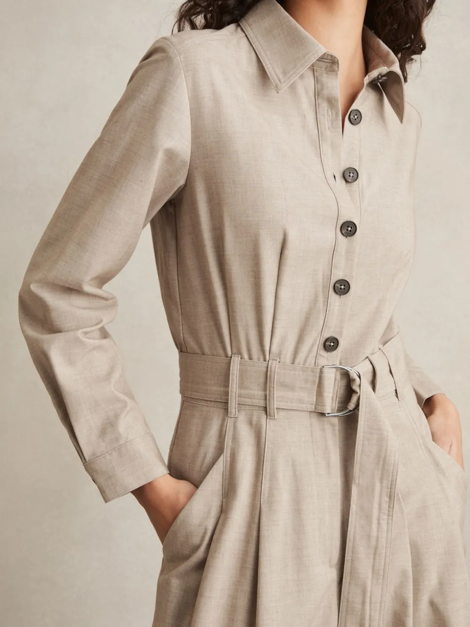 Reiss Neutral Abigail Tailored Wide Leg Jumpsuit