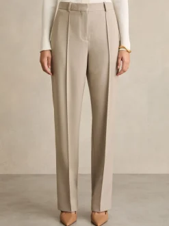 Reiss Neutral Brittany Straight-Leg Textured Wool-Blend Suit Trousers
