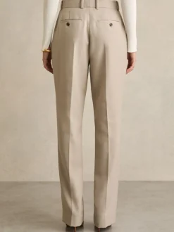 Reiss Neutral Brittany Straight-Leg Textured Wool-Blend Suit Trousers