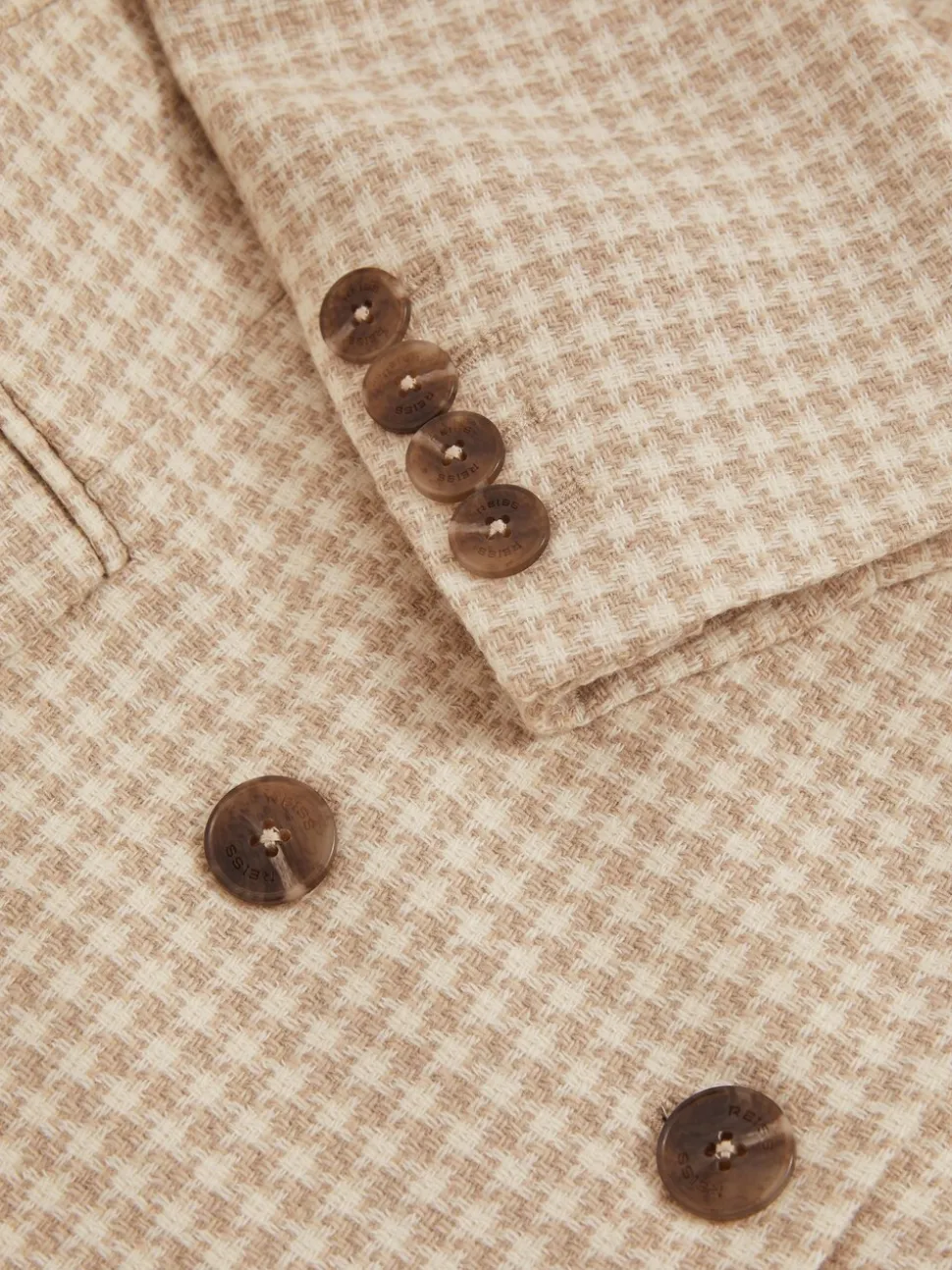Reiss Neutral Check Bella Double Breasted Check Blazer With Wool