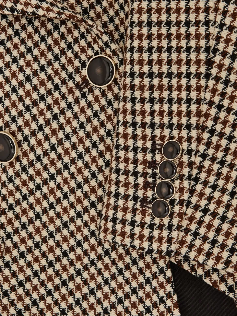 Reiss Neutral Check Hartley Petite Wool-Blend Double-Breasted Check Blazer
