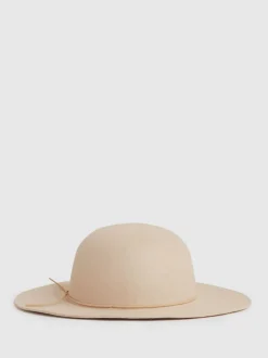 Reiss Neutral Lucy Wool Felted Brim Hat