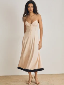 Reiss Neutral Virginia Atelier Corset Midi Dress