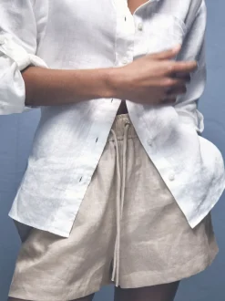 Reiss Neutral Willow Linen-Blend Drawstring Shorts