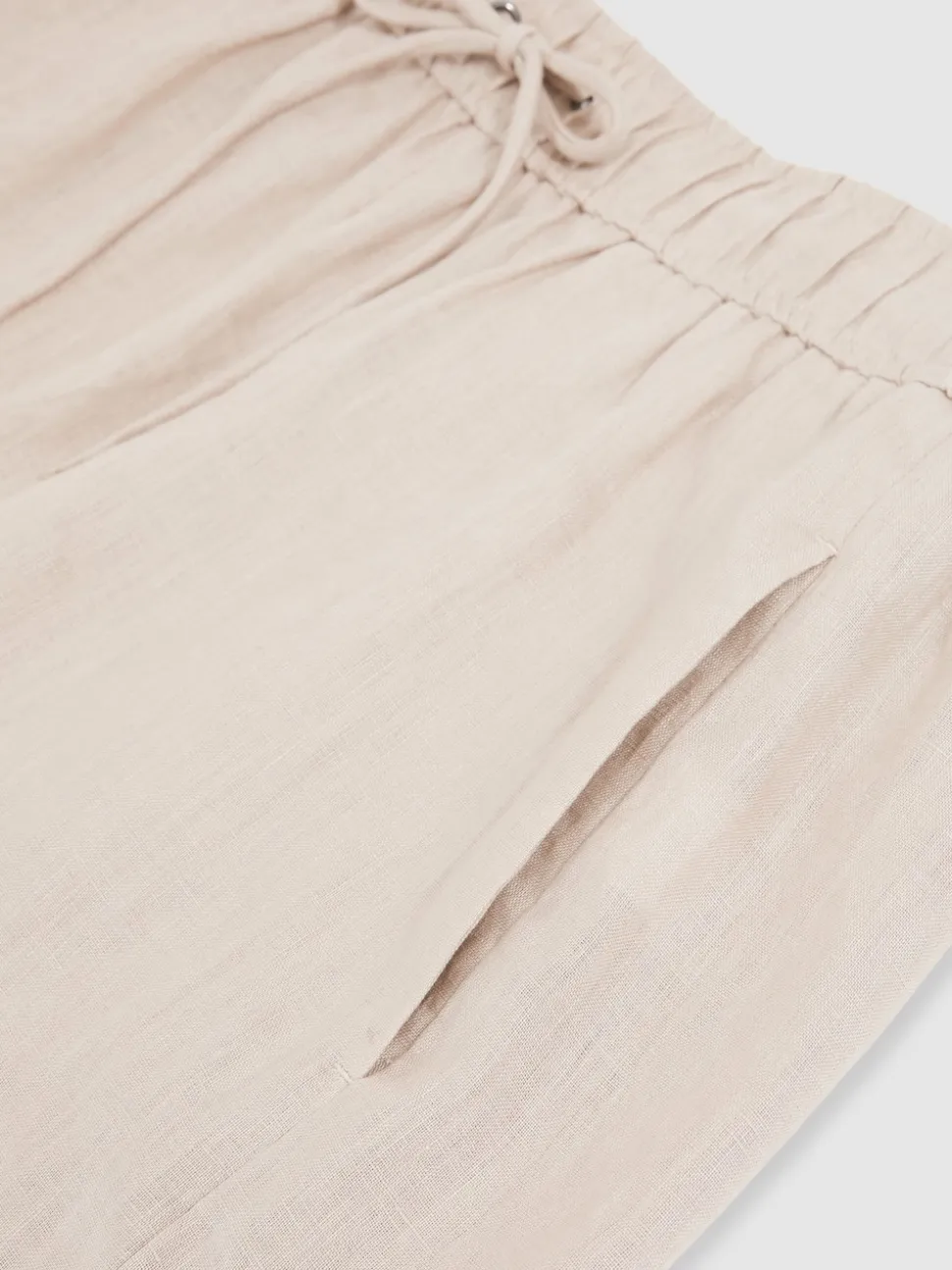 Reiss Neutral Willow Linen-Blend Drawstring Shorts