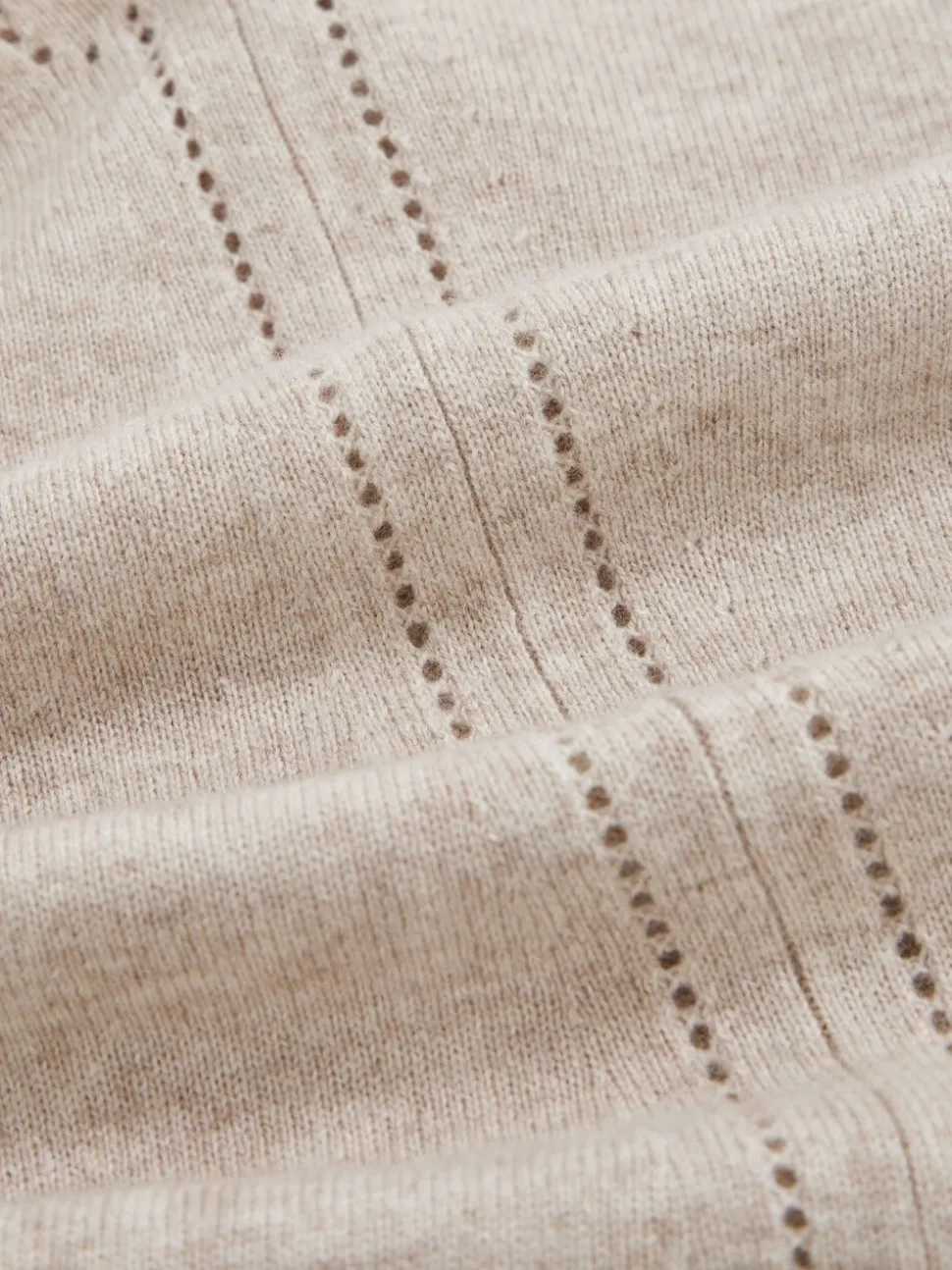 Reiss Oatmeal Neutral Anya Wool-Blend Open-Stitch Jumper with Cashmere