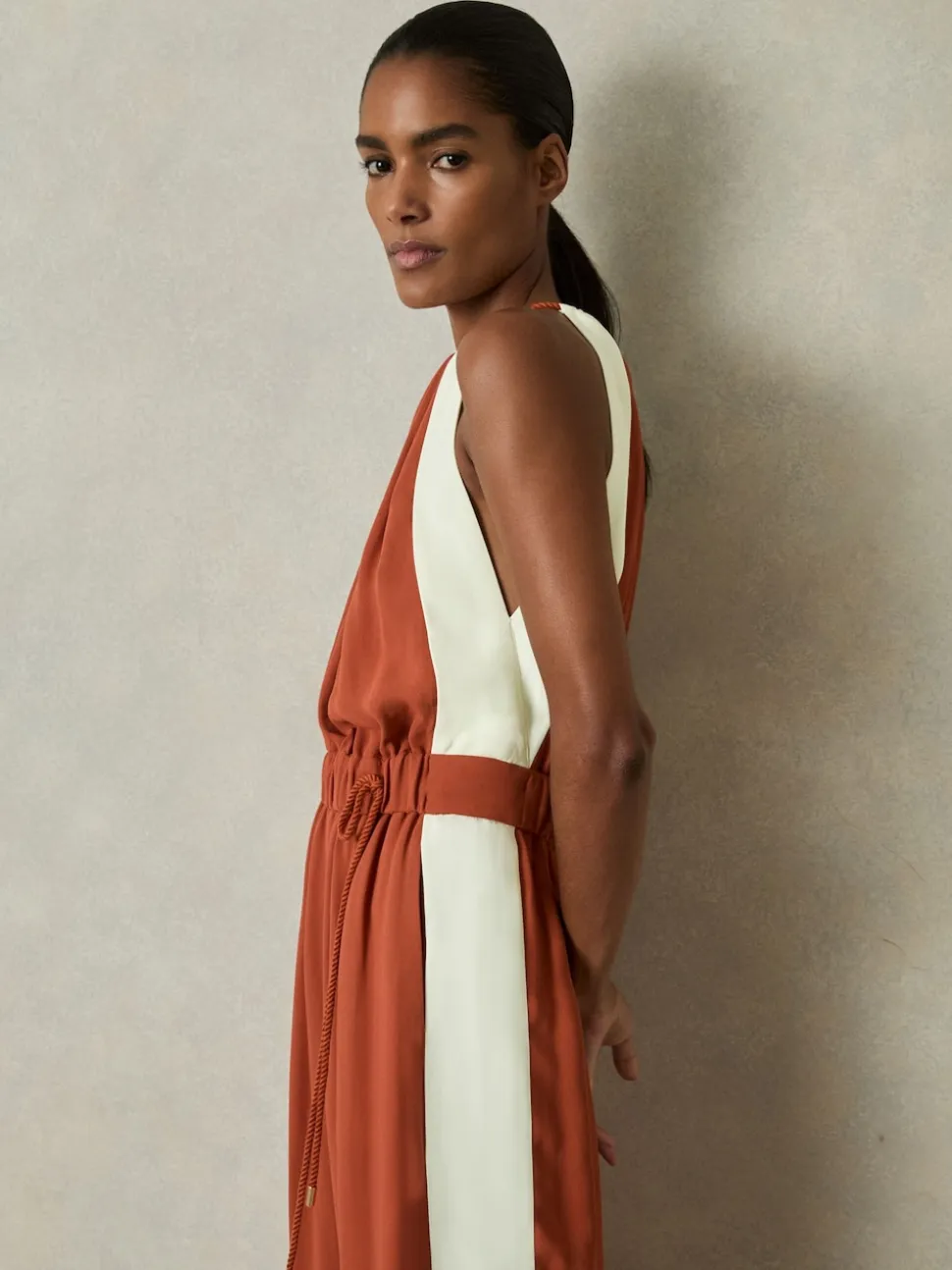 Reiss Orange Inez Colour-Block Rope-Cord Jumpsuit