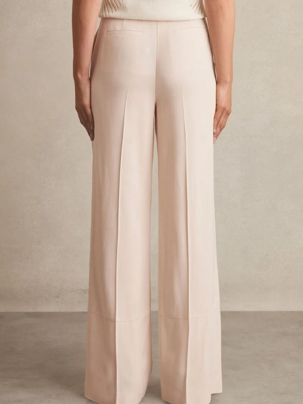 Reiss Pink Darcie Petite Wide-Leg Suit Trousers