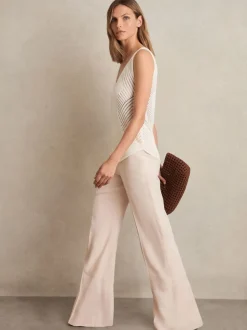 Reiss Pink Darcie Petite Wide-Leg Suit Trousers