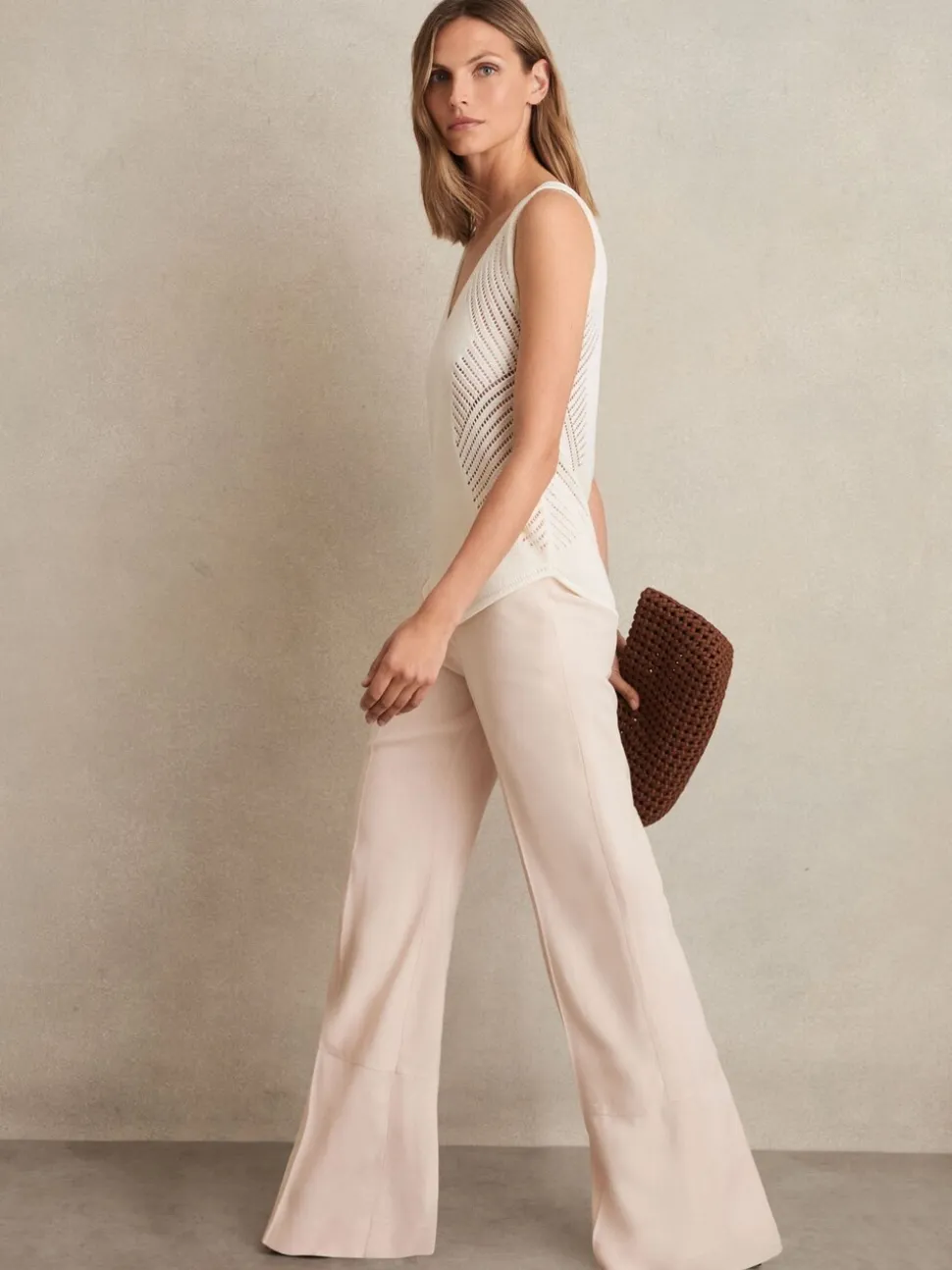 Reiss Pink Darcie Petite Wide-Leg Suit Trousers