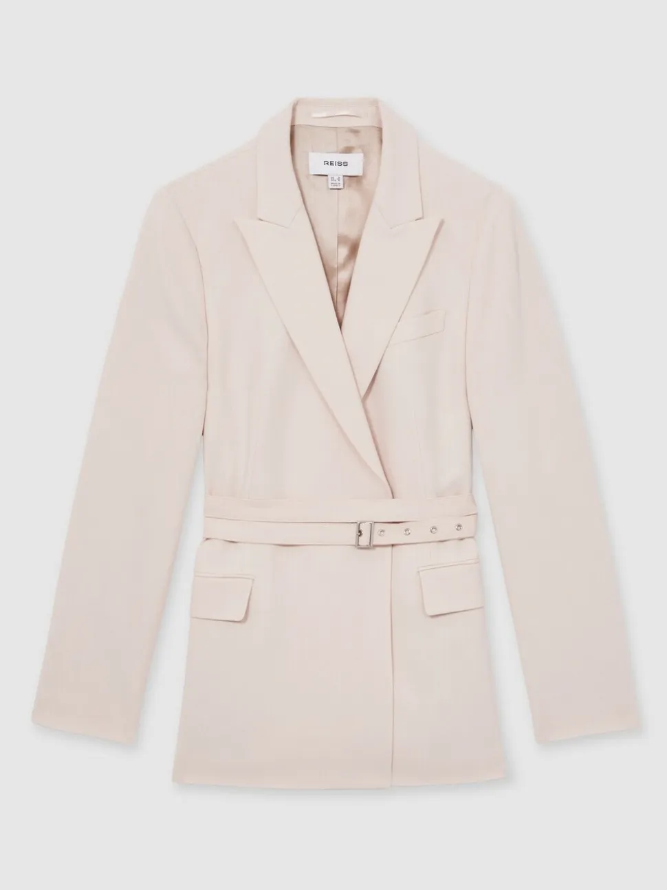 Reiss Pink Darcie Single-Breasted Belted Suit Jacket