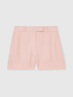 Reiss Pink Magda Mid-Rise Tailored Shorts