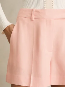 Reiss Pink Magda Mid-Rise Tailored Shorts