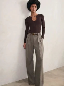 Reiss Plum Tilly Chain-Detail Keyhole Knit Top