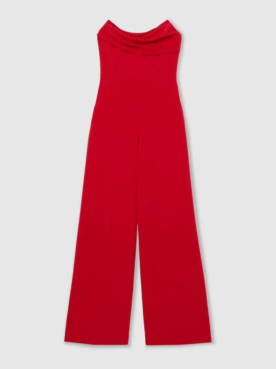 Reiss Red Ayla Structured Strapless Wide-Leg Jumpsuit