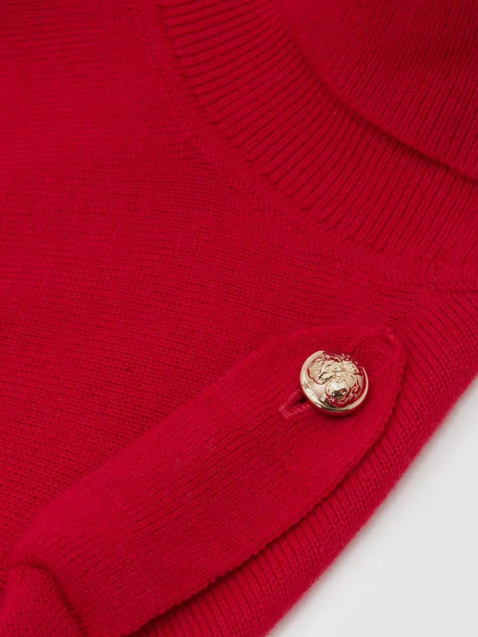 Reiss Red Corrine Wool Epaulette Roll-Neck Jumper