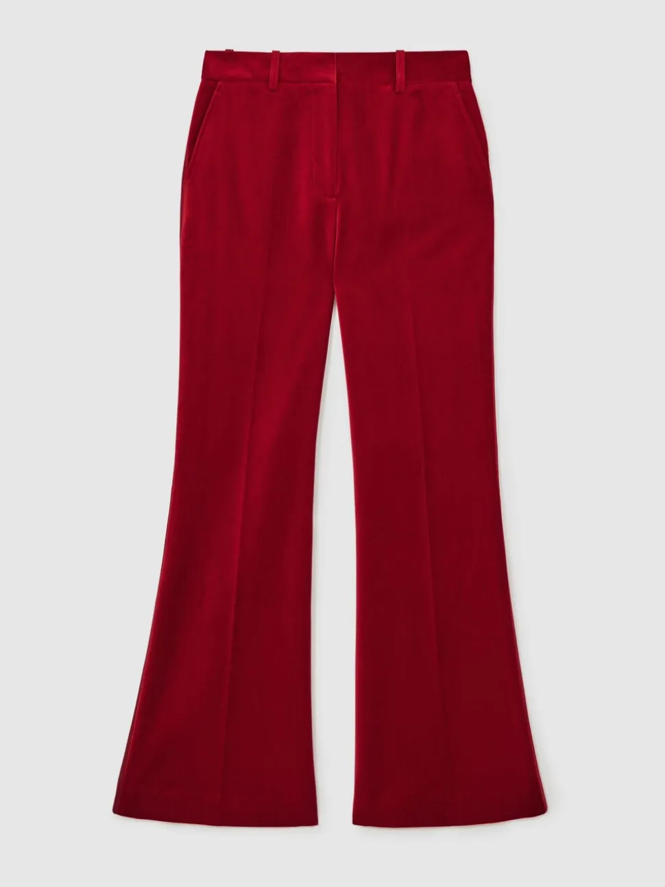 Reiss Red Elia Velvet Tuxedo-Stripe Flared Trousers