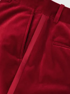 Reiss Red Elia Velvet Tuxedo-Stripe Flared Trousers