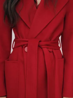 Reiss Red Lucia Wool-Blend Double-Breasted Blindseam Coat