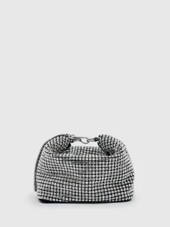 Reiss Silver Leah Crystal Bracelet Pouch Bag