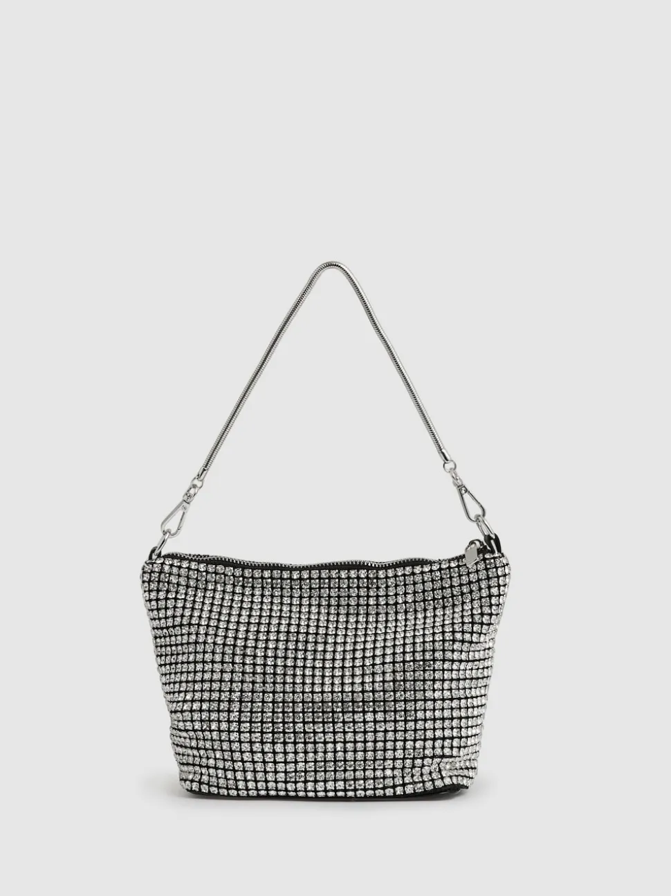 Reiss Silver Leah Crystal Bracelet Pouch Bag