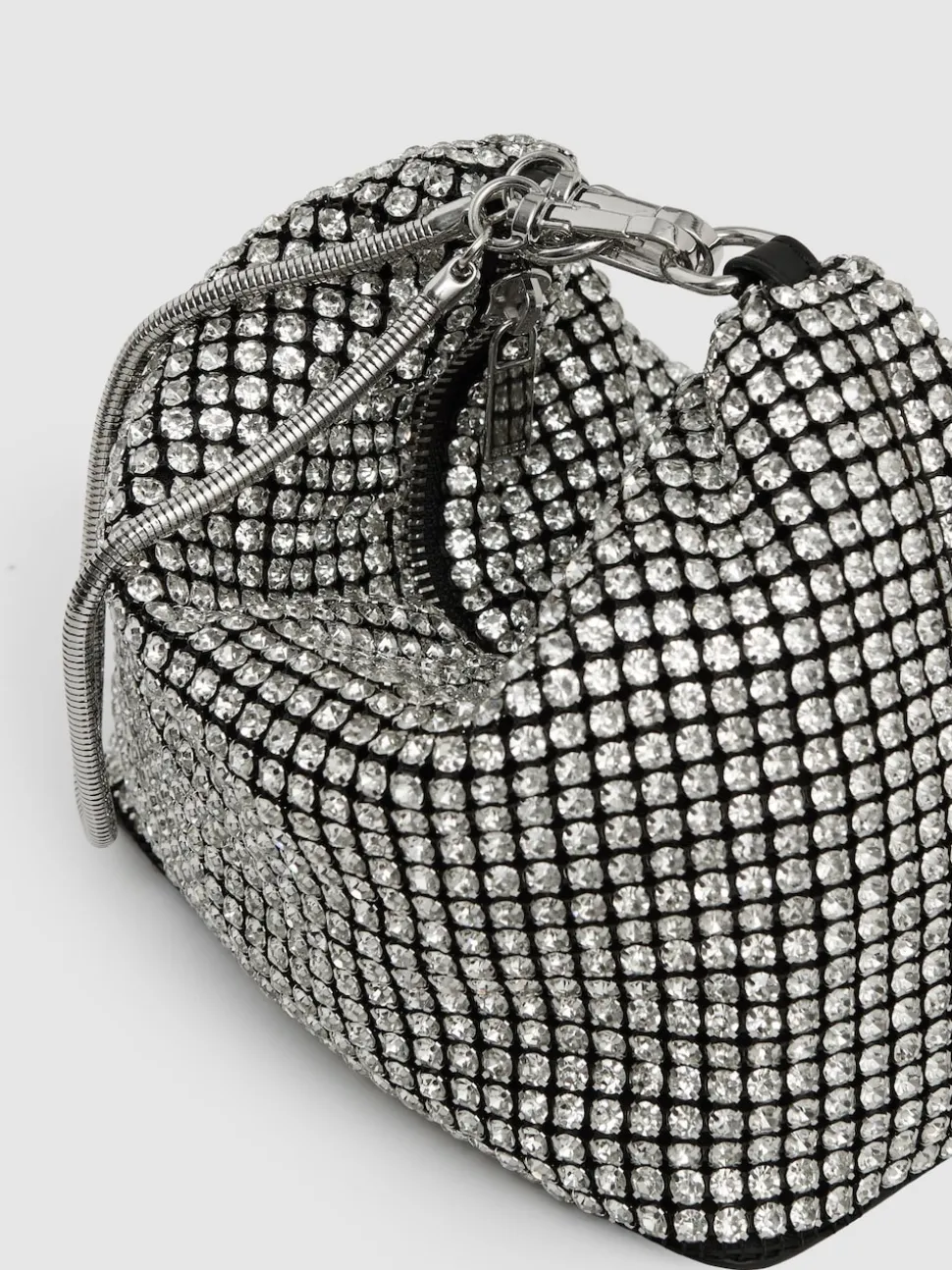 Reiss Silver Leah Crystal Bracelet Pouch Bag