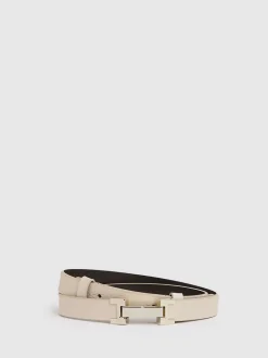 Reiss Stone Hayley Leather Square Hinge Belt