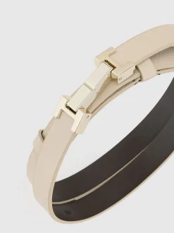 Reiss Stone Hayley Leather Square Hinge Belt