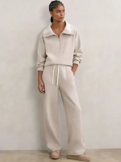 Reiss Stone Laney Petite Premium Interlock Wide-Leg Joggers