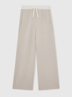 Reiss Stone Laney Premium Interlock Wide-Leg Joggers