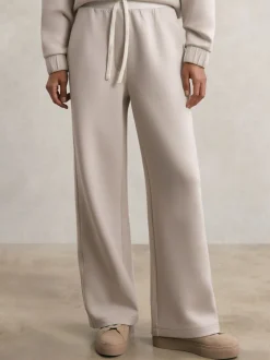Reiss Stone Laney Premium Interlock Wide-Leg Joggers