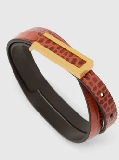 Reiss Tan Bronya Leather Crocodile-Effect Belt