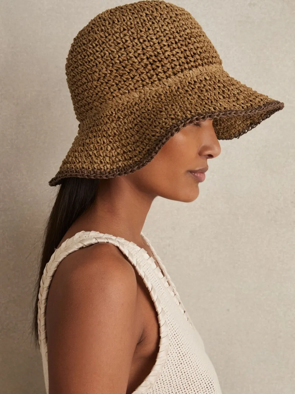 Reiss Tan Enziya Straw Sun Hat