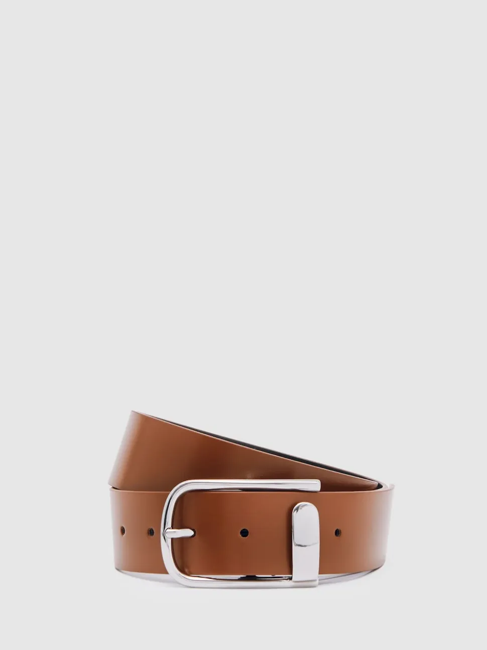 Reiss Tan Sliver Iyla Leather Half-Keeper Belt