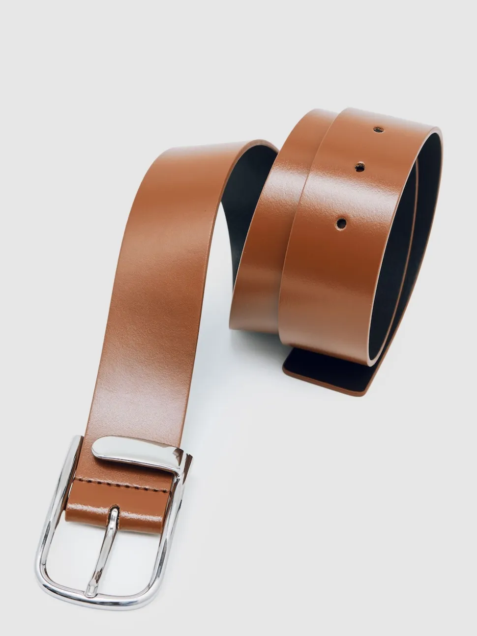Reiss Tan Sliver Iyla Leather Half-Keeper Belt