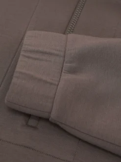 Reiss Taupe Brown Laney Premium Interlock Half-Zip Sweatshirt