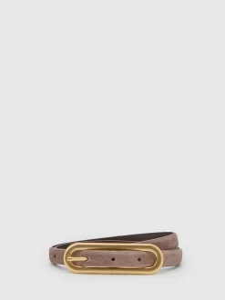 Reiss Taupe Chaya Suede Elongated-Buckle Skinny Belt