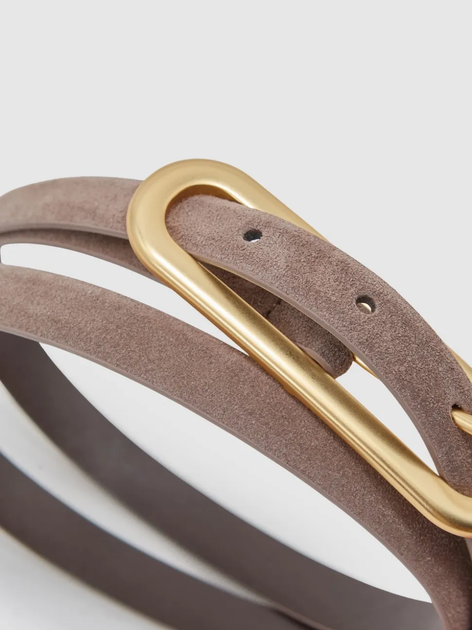 Reiss Taupe Chaya Suede Elongated-Buckle Skinny Belt