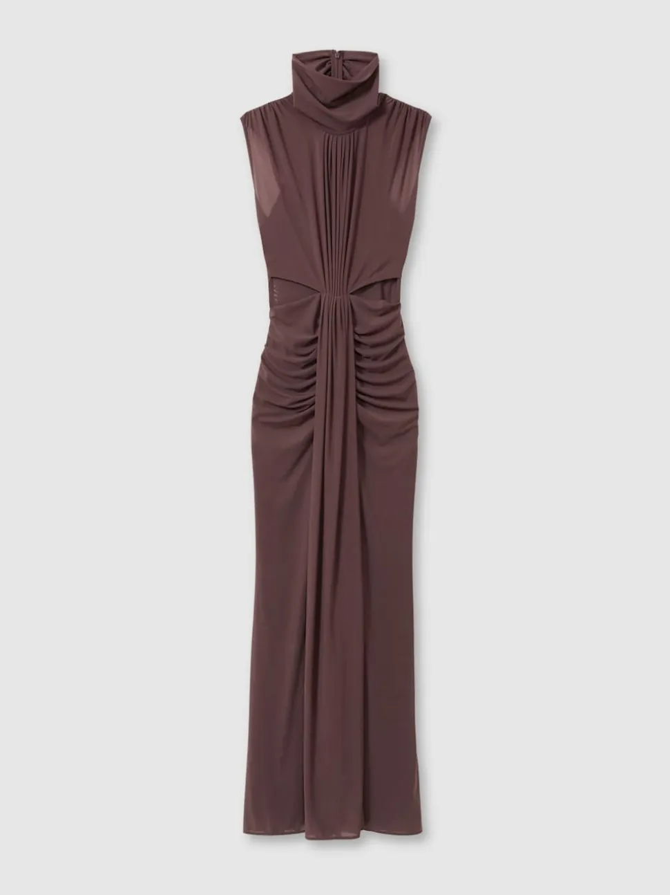 Reiss Taupe Daniella Ruched Sleeveless Maxi Dress