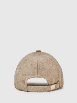 Reiss Taupe Fiona Wool-Blend Flannel Baseball Cap