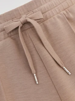 Reiss Taupe Neutral Jemma Petite Premium Interlock Wide-Leg Joggers