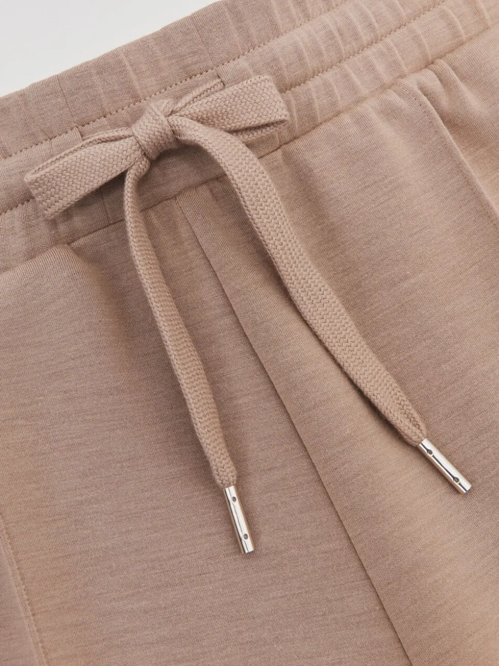 Reiss Taupe Neutral Jemma Petite Premium Interlock Wide-Leg Joggers