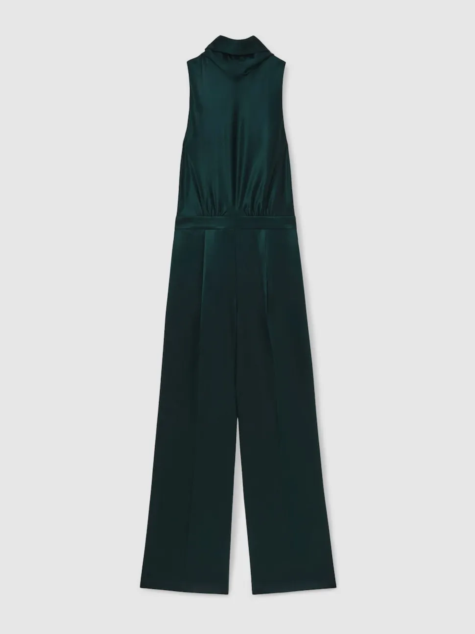 Reiss Teal Green Farah Satin Cape-Sash Jumpsuit