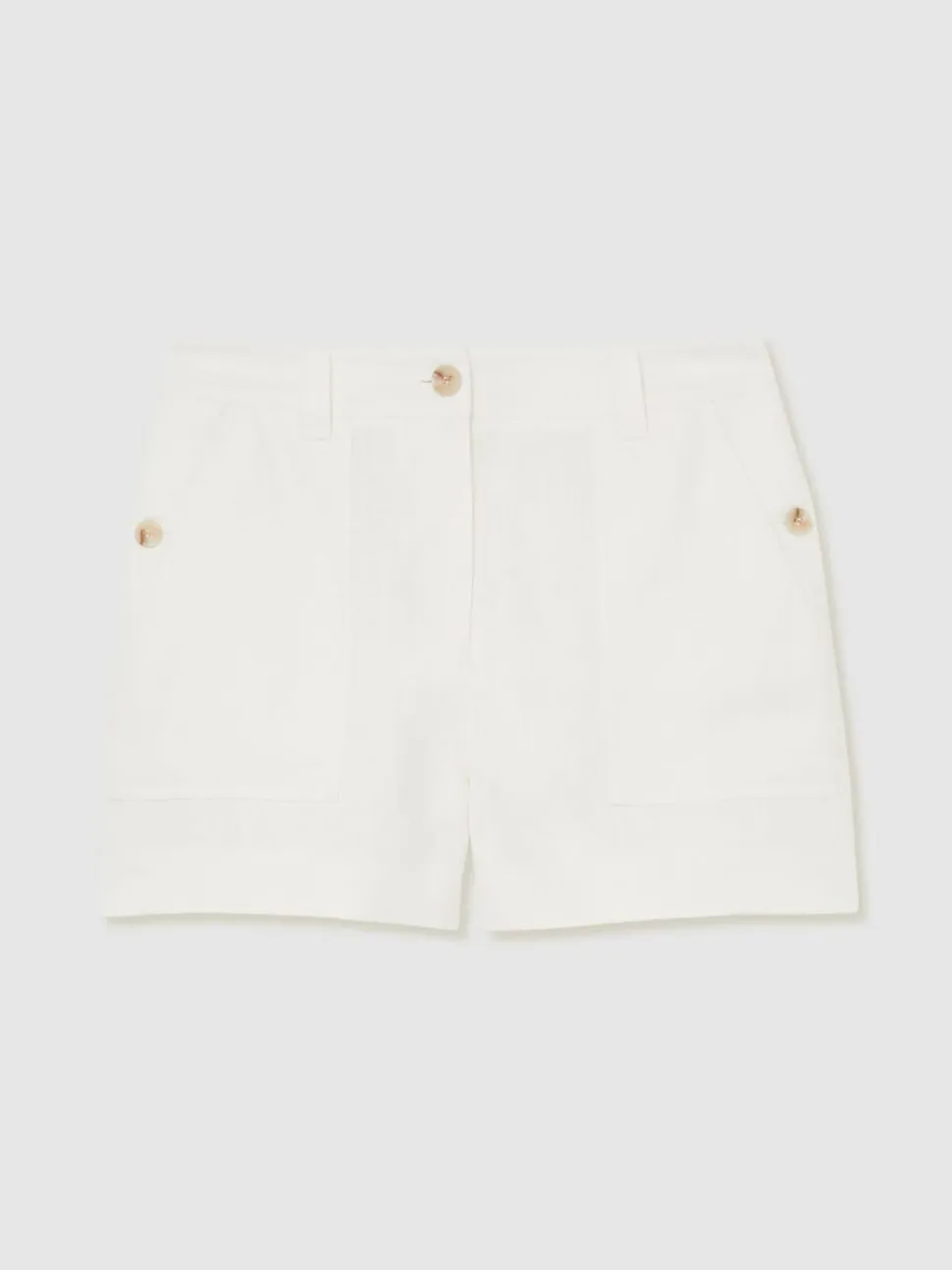 Reiss White Ashby Linen Shorts